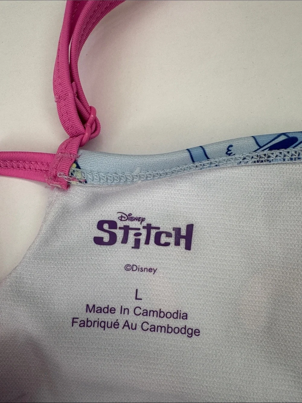 Disney Light Blue and Pink Stitch Girls Swimsuit, Size L 💙💖